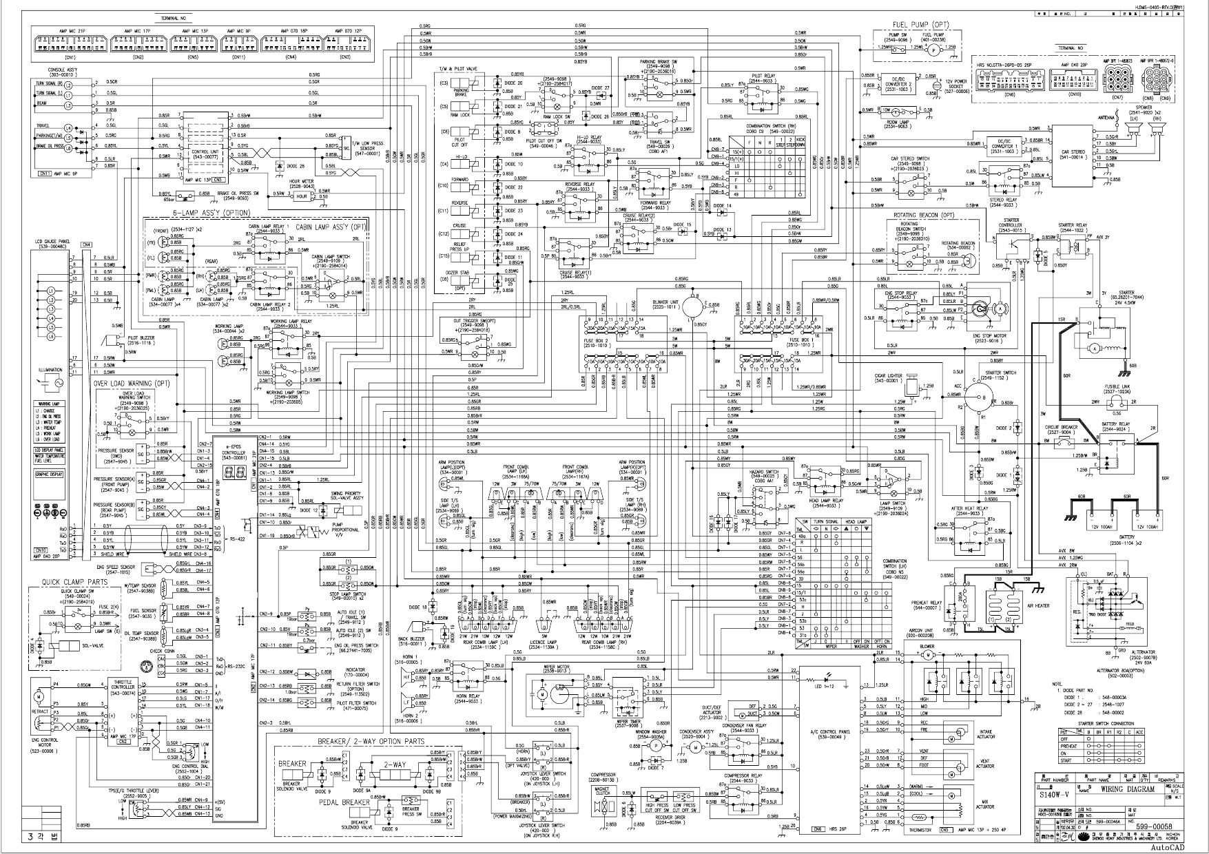 S140WV ELECTRICAL CIRCUIT DIAGRAM Schematic Daewoo Doosan
